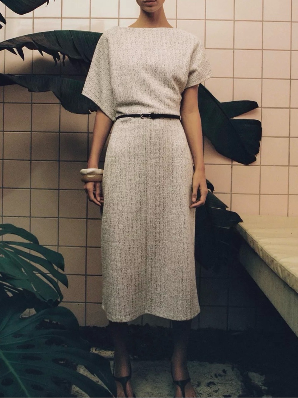 Zara textured dress with belt